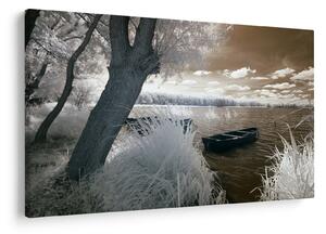 Tablou cu barca pe lac (90x60 cm)