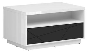 Masuta cafea FORN, alb lucios/negru mat, PAL, 90x60x49 cm