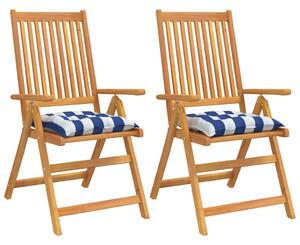 Perne de scaun, 2 buc., albastru&alb, 40x40x7 cm, textil, dungi