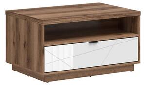 Masuta cafea FORN, nuc/alb lucios, PAL, 90x60x49 cm