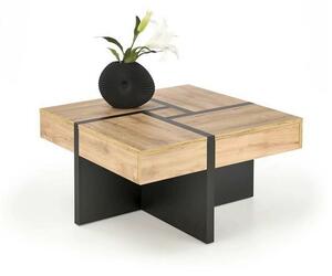 Masuta SEVILLA S, stejar/negru, PAL laminat, 80x80x47 cm