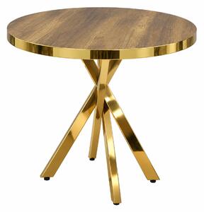 Masă Fixă Rotundă Tania X Nuc Gold, Blat PAL, Ø90 × 75 cm