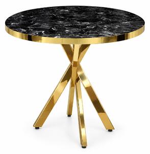 Masă Fixă Rotundă Tania X Negru Marmorat Gold, Blat PAL, Ø90 × 75 cm