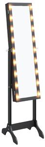 Oglindă de sine stătătoare cu LED, negru, 34x37x146 cm