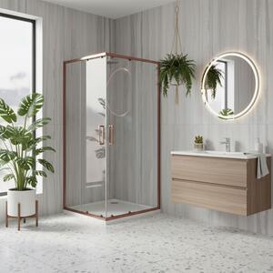 Rea City, cabină de duș cu uși glisante 80x80cm, sticlă transparentă 5/4mm, profil mat cupră, REA-K6982