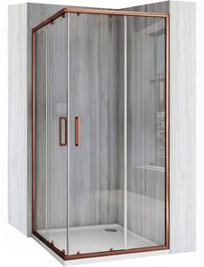 Rea City, cabină de duș cu uși glisante 80 (ușă) x 80 (ușă) x 190 cm, profil cupru mat + cădiță de duș Savoy albă, KPL-K6982