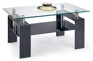 Masuta cafea DIANA H, transparent/negru, 110x60x55 cm