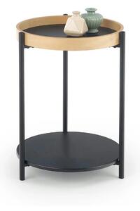 Masuta cafea Rolo, stejar natural/negru, otel/placaj curbat, 44x44x55