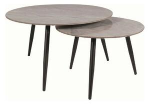 Set 2 masute cafea KORA C, gri/negru, ceramica/metal