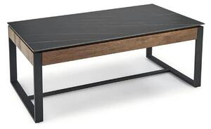 Masuta cafea RAMONA, negru cu efect de marmura/nuc, 121x61x45 cm