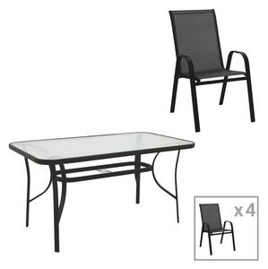 Set dining Calan-Ensure, Pako World, Metal, Negru, 140x80x70 cm