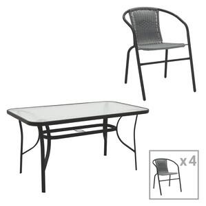Set dining Obbi-Ensure, Pako World, Metal, Negru, 140x80x70 cm