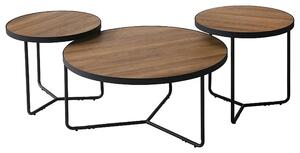 Set 3 masute cafea DEMETER II, nuc/negru