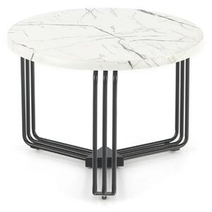 Masuta cafea ANTICA M, alb cu efect de marmura/negru, 55x55x41 cm