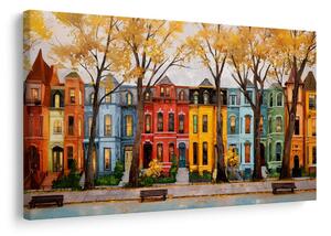 Tablou case colorate pe alee