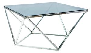 Masuta Silver A, transparent/crom, sticla temperata/metal, 80X80X45 cm