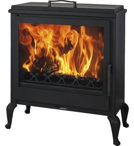 Șemineu pe lemne Panadero Aube oțel negru 7,1 kW cu compartiment încălzit