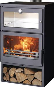Șemineu pe lemne Panadero Oven oțel negru 7,1 kW cu compartiment pentru coacere