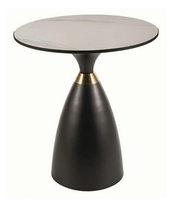 Masuta cafea GEMINI, alb lucios/negru mat, ceramica/metal, 50x56 cm