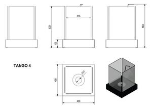 Șemineu bioetanol portabil Tango 4, 42,3x40 cm, 0,2 l, negru