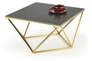 Masuta cafea FELICIA, negru/auriu, ceramica/metal, 80x80x46 cm