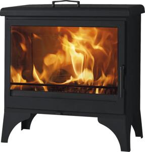 Șemineu pe lemne Panadero Boheme oțel negru 9,8 kW cu compartiment încălzit