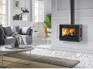 Șemineu pe lemne Panadero Java Wall oțel negru 5,9 kW