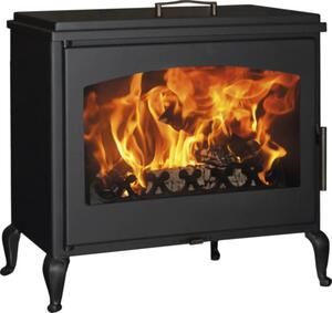 Șemineu pe lemne Panadero Provence oțel negru 9,8 kW cu compartiment încălzit