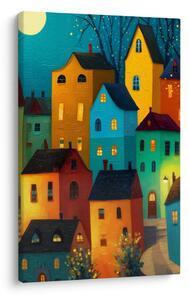 Tablou case colorate noaptea