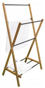 Erga Aurora, suport pentru prosoape din lemn 57,5x35x103 cm pe picioare, maro-negru, ERG-SEP-10STOREAURDSM