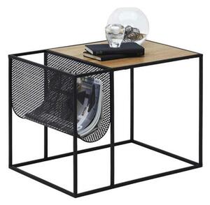 Masuta cafea FLYN, stejar/negru, metal, 55x40x45 cm