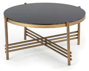 Masuta cafea Ismena, negru/auriu, sticla/otel, 80x80x41 CM