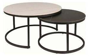 Set 2 masute cafea FERRANTE B, alb/negru, ceramica/metal