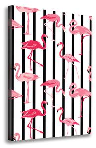 Tablou pe pânză Flamingos și dungi