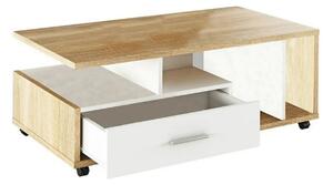 Masuta de cafea DECHEN, stejar sonoma/alb, PAL melaminat, 112x58x42 cm