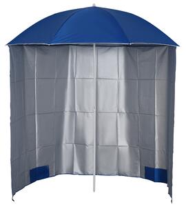 Outsunny Umbrelă de Plajă cu Perdea Laterală, Săculeți pentru Nisip și Țăruși, Ø220x220 cm, Albastru | Aosom Romania