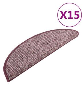 Covorașe pentru trepte scară, 15 buc., violet, 56x17x3 cm