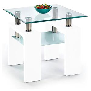 Masuta cafea DIANA H, transparent/alb, 60x60x55 cm