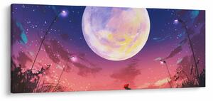 Tablou - Femeie și câine pe lună plină (120x50 cm)