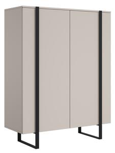 Comodă înaltă Verica 120 cm cu două uși - kaszmir / picioare negre
