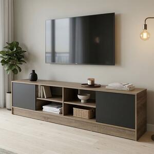 Comoda TV Tivara, nuanta sonoma-antracit, 180 x 35 x 41.5 cm