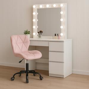 Scaun pivotant de birou ergonomic - catifea Roz