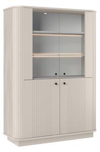 Vitrină cu patru uși pe soclu Vesper 103 cm - casmir / mânere negre