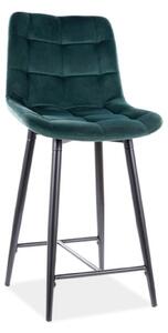Scaun bar CHIC H-2, verde/negru mat, stofa catifelata/metal, 46x37x90