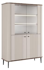 Vitrină cu patru uși Vesper 103 cm - cașmir / nuc / picioare negre