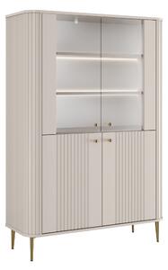 Vitrină cu patru uși Vesper 103 cm - cașmir / picioare aurii