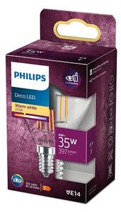 Bec LED cu cap sferic oglindit DECO Philips P45 E14/4W/230V 2700K