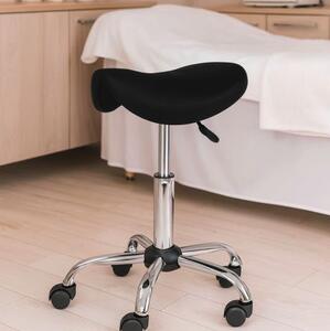 Scaun ergonomic pivotant în formă de șa, reglabil pe înălțime Negru