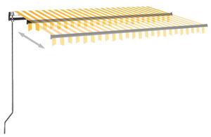 Copertină automată cu senzor vânt&LED, galben&alb, 450x300 cm