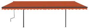 Copertină retractabilă manual, LED, portocaliu/maro, 6x3,5 cm